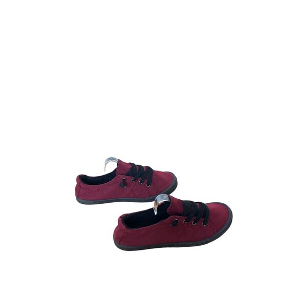 Forever Comfort Womens Casual Burgundy Canvas Sneakers Size 7 - Picture 3 of 8